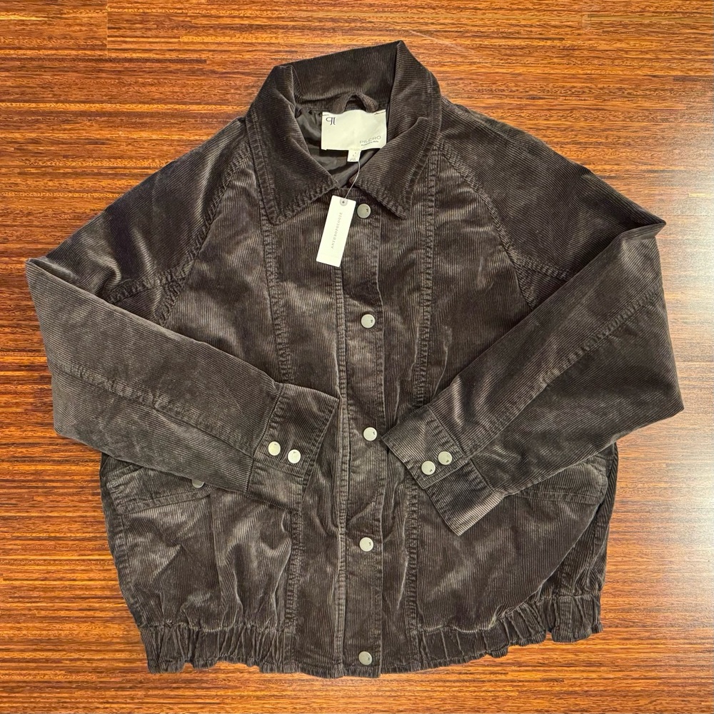 Anthropologie Pilcro Brown Cord Corduroy Bomber Jacket Full Zip Long Sleeve NWT